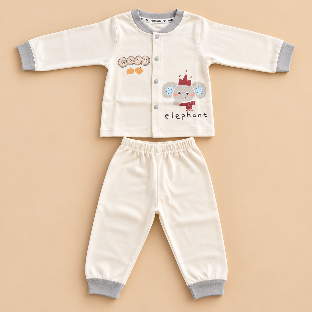 Cute Cartoon Baby Cotton Pajama Set – Long Sleeve Shirt & Pants (2-Piece Set)