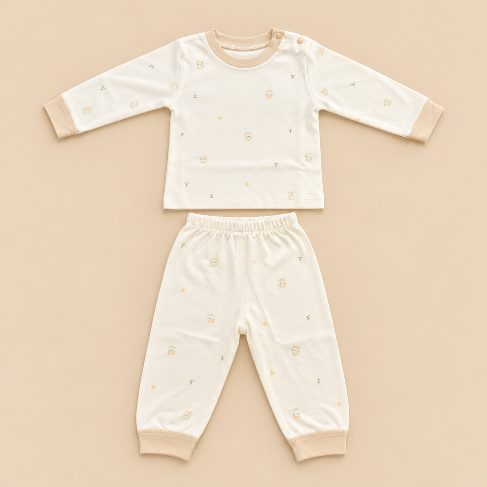 Printed 2-Piece Cotton Outfit Set – Full Sleeves & Pants