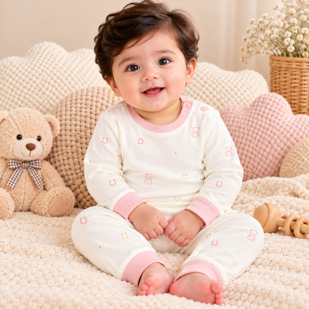 Printed 2-Piece Cotton Outfit Set – Full Sleeves & Pants