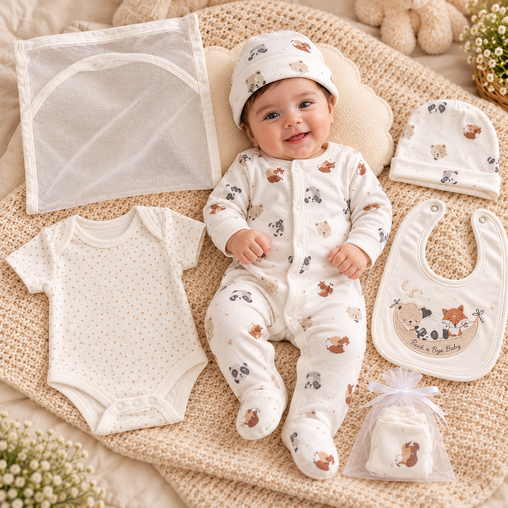 5-Piece Woodland Animal Starter Gift Set – Ivory Cream & Beige